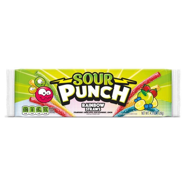 Sour Punch Rainbow Straws Tray 128g - 24 x 128g Packs