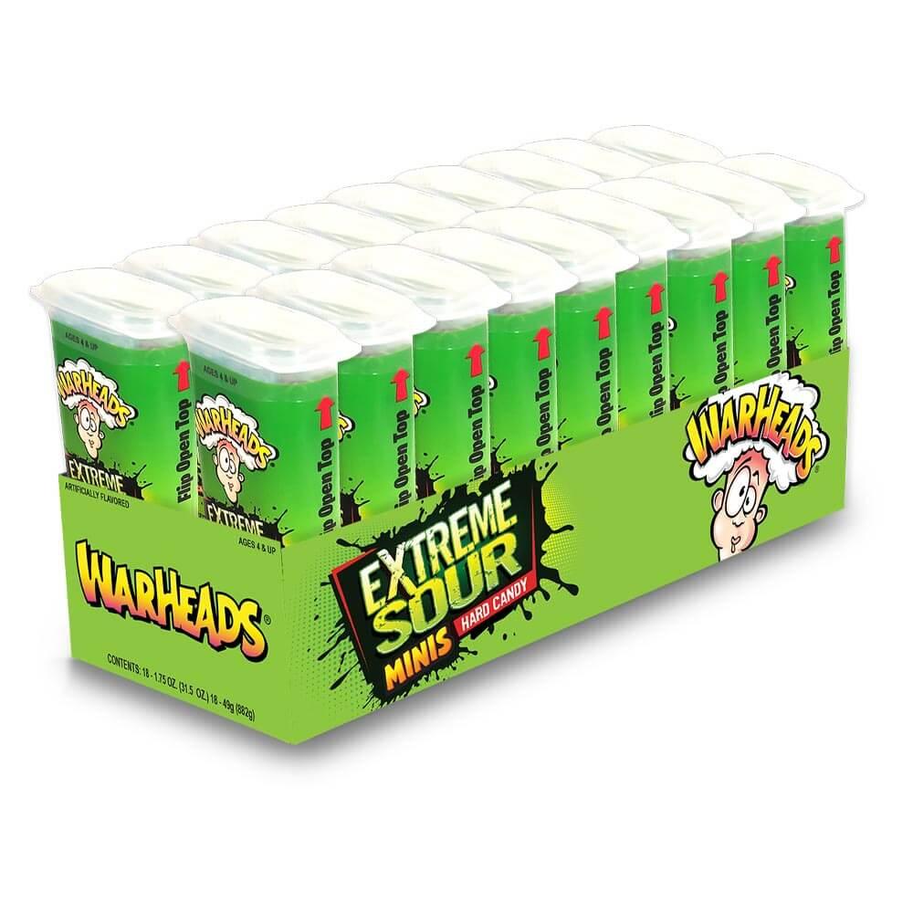 Warheads Mini Extreme Sour Hard Candy 49g - 18 x 49g Tubs