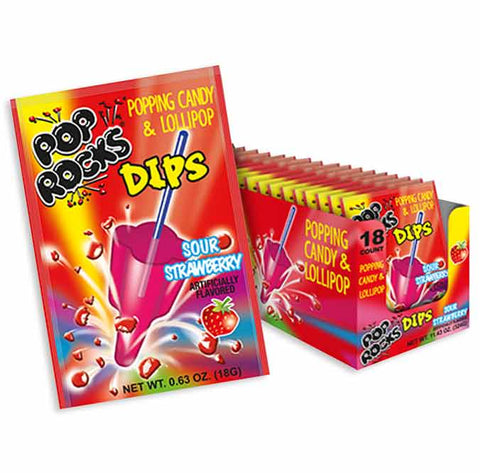 Pop Rocks Dips Sour Strawberry 18g - Pack of 18