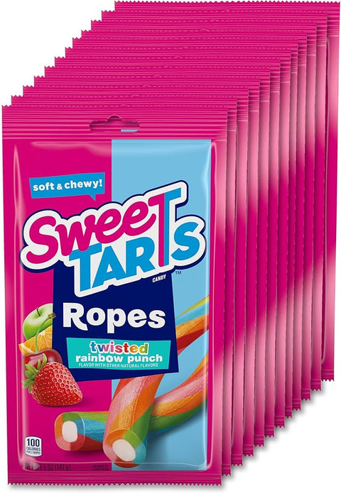 Sweetarts Rope Twisted Rainbow Punch Peg Bag 142g - Pack of 12