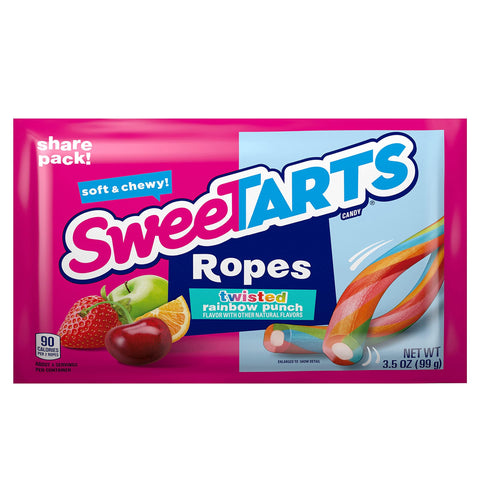 Sweetarts Ropes Share Pack Twisted Rainbow Punch 99g  - Pack of 12
