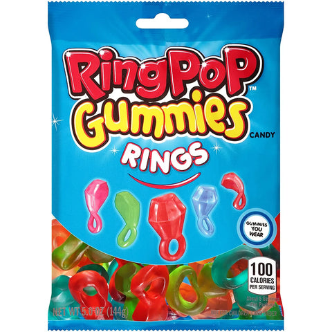 Topps Ring Pop Gummies Rings Peg Bag 144g - Pack of 12