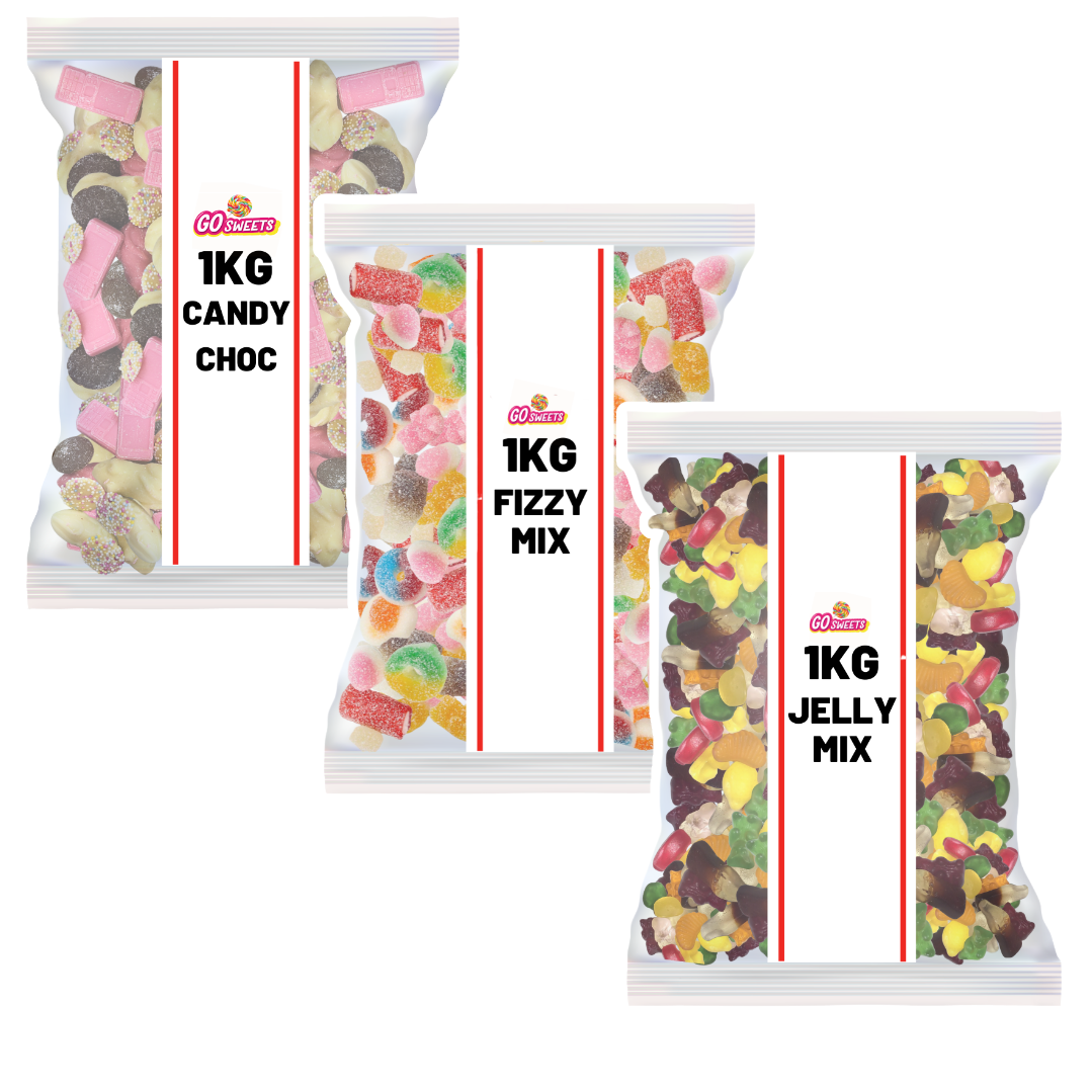 3 x 1kg Jelly Mix, Fizzy Mix and Choco Mix