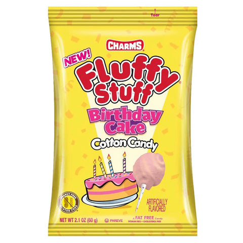 Charms Fluffy Stuff Birthday Cake Cotton Candy 60g - Pack of 24