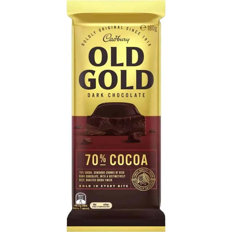 Cadbury's Old Gold 70% Cocoa AUS 180g - Pack of 16