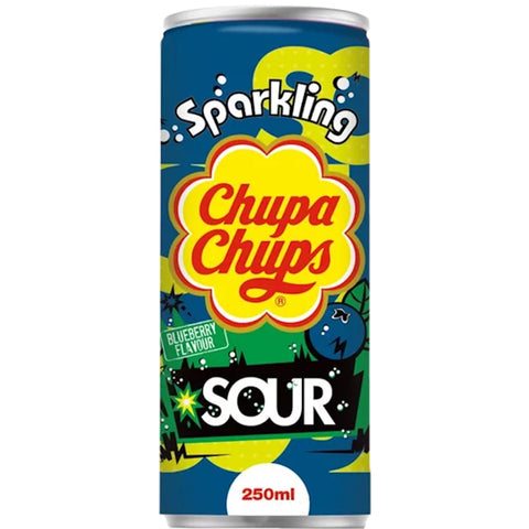 Chupa Chups Sparkling Sour Blueberry 250ml - Pack of 24
