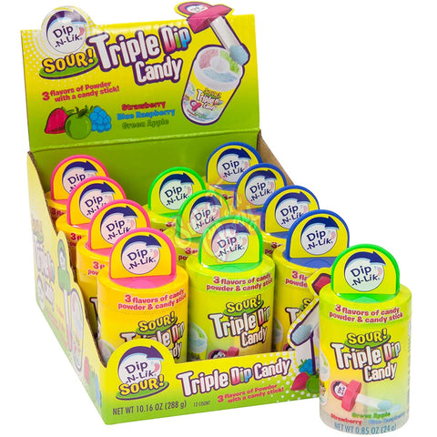 Dip-N-Lik Triple Dip Candy Sour 24g - Pack of 12