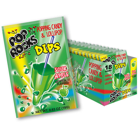 Pop Rocks Dips Sour Apple 18g - Pack of 18