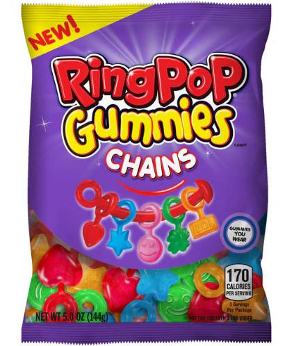 Topps Ring Pop Gummies Chains Peg Bag 144g - Pack of 12