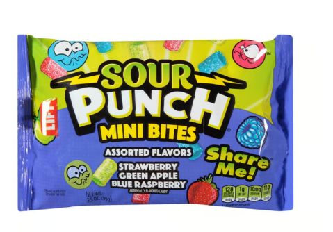 Sour Punch Mini Bites Assorted Flavours 99g - Pack of 12
