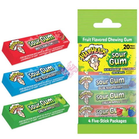 Warheads Sour Gum 4 Pack 50g - Pack of 10