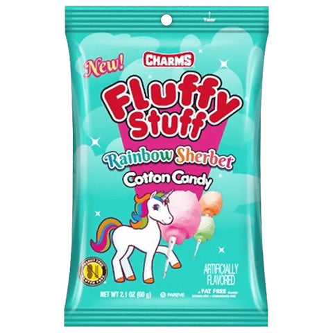 Charms Fluffy Stuff Rainbow Sherbet Cotton Candy 60g - Pack of 24