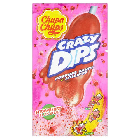 Chupa Chups Crazy Dips Popping Candy Strawberry 14g - Pack of 24