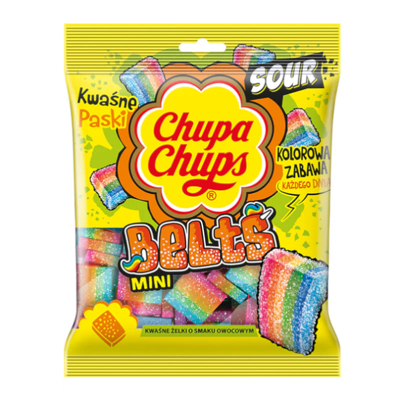 Chupa Chups Sour Belts Mini 90g - Pack of 18