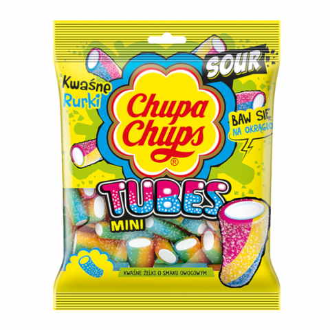Chupa Chups Sour Tubes Mini 90g - Pack of 18