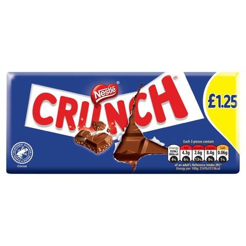 Nestle Crunch Milk Chocolate Sharing Bar 100g £1.25 PMP - 16 x 100g Bars