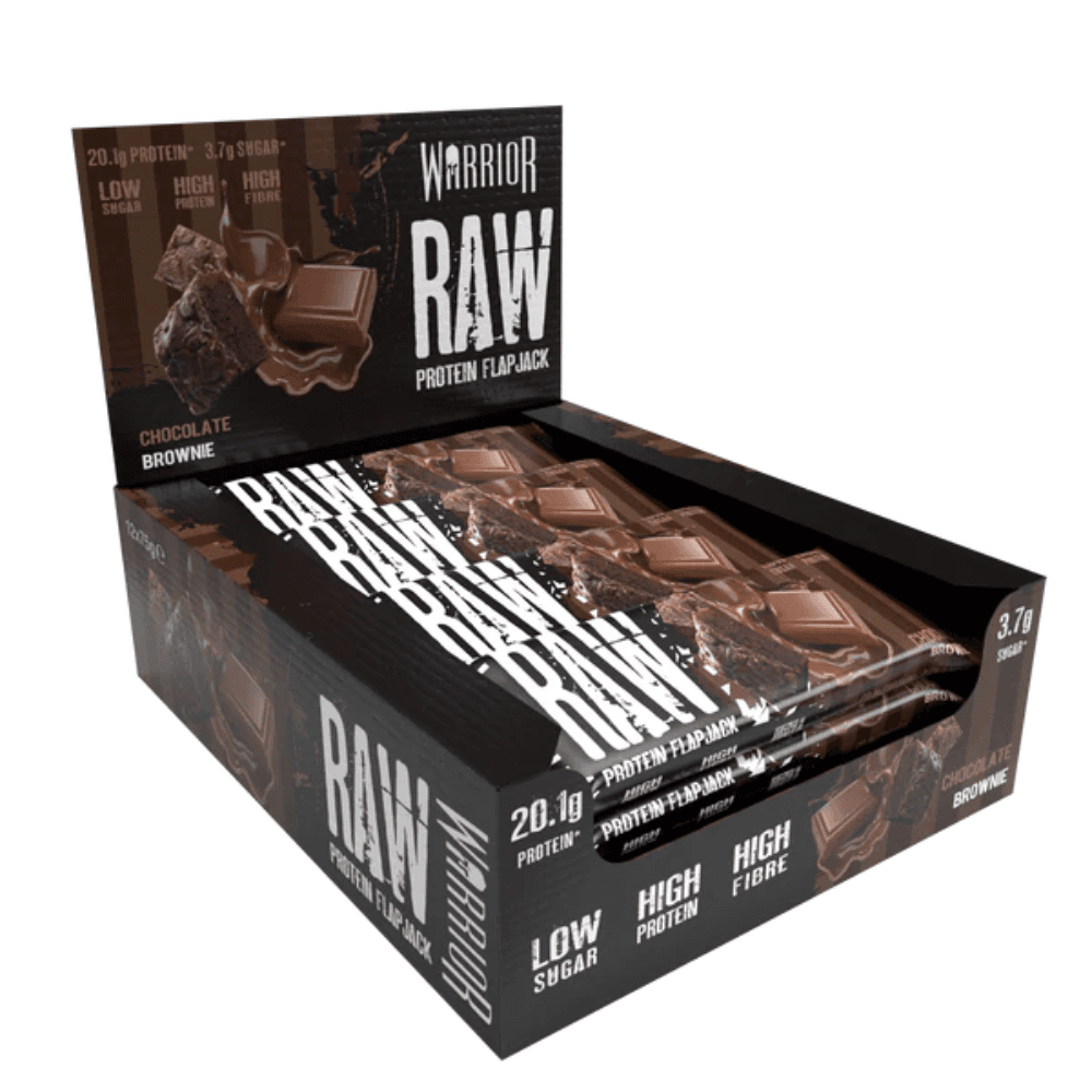 Warrior Raw Chocolate Brownie Protein Flapjack Bar 75g - 12 x 75g Bars