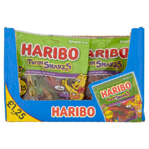 Haribo Twin Snakes Bag 140g £1.25 PMP - 12 x 140g Bags