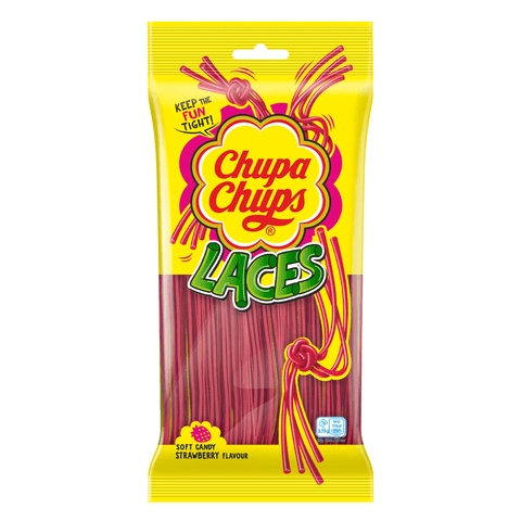 Chupa Chups Strawberry Laces Pack 90g - 18 x 90g Packs