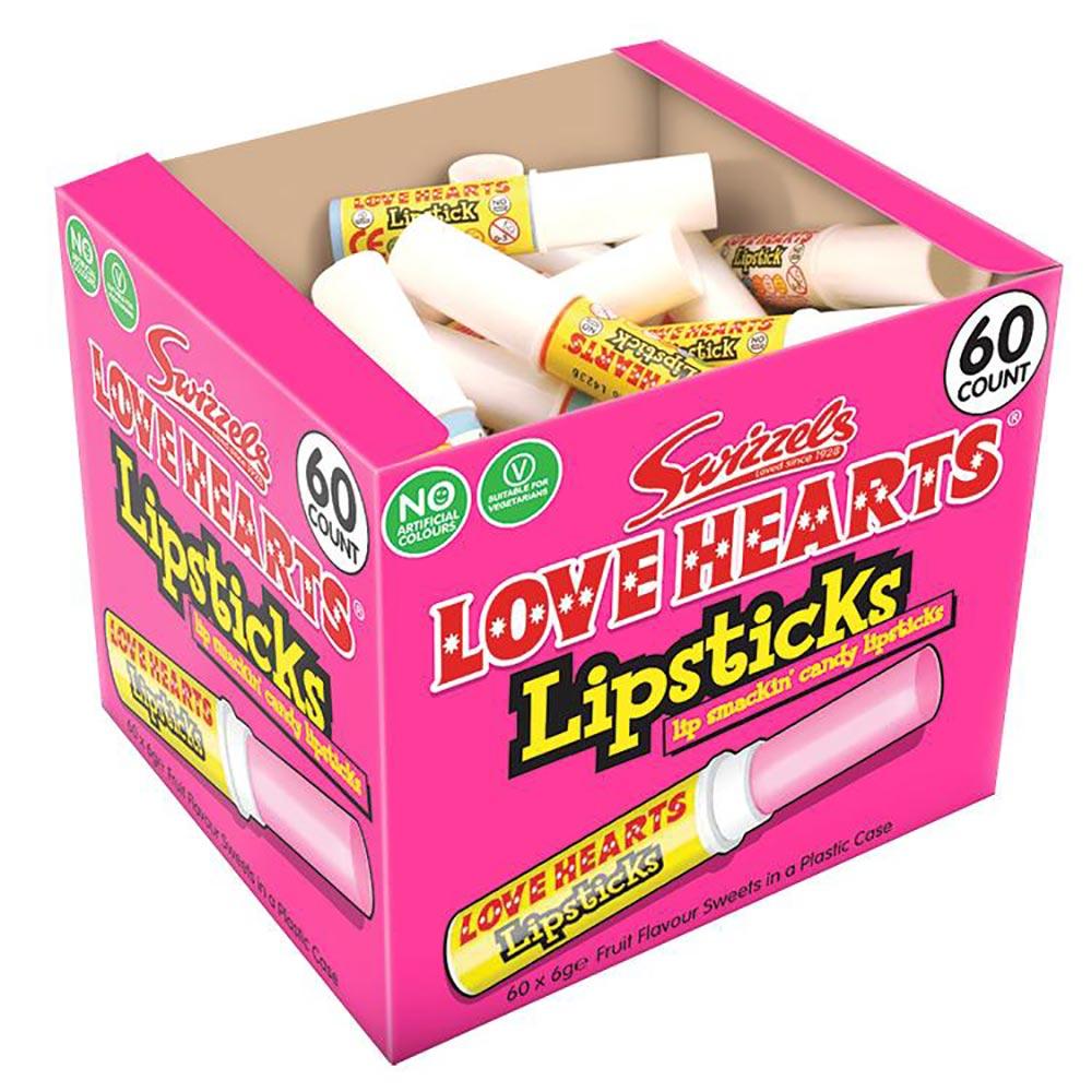 Swizzels Love Hearts Candy Lipsticks - 60 x 6g Packs