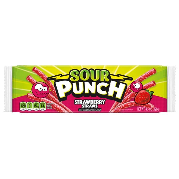 Sour Punch Strawberry Straws 128g - 24 x 128g Packs
