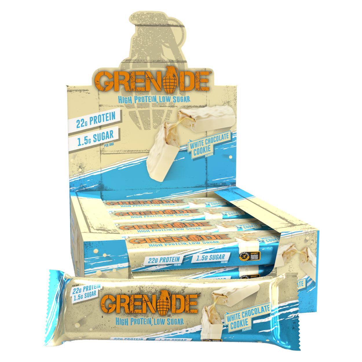 Grenade White Chocolate Cookie Flavour Protein Bar 60g - 12 x 60g Bars