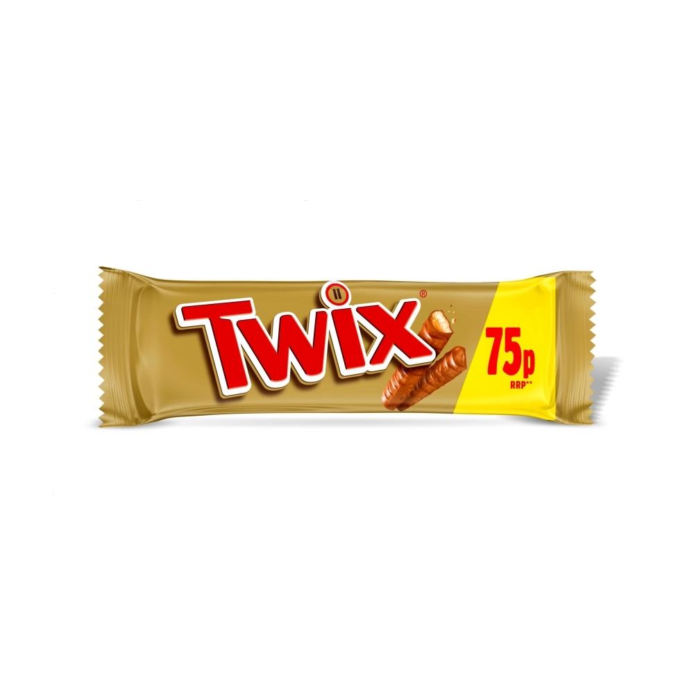 Twix Caramel & Milk Chocolate Fingers Biscuit Snack 50g 75p PMP - 32 x 50g Bars