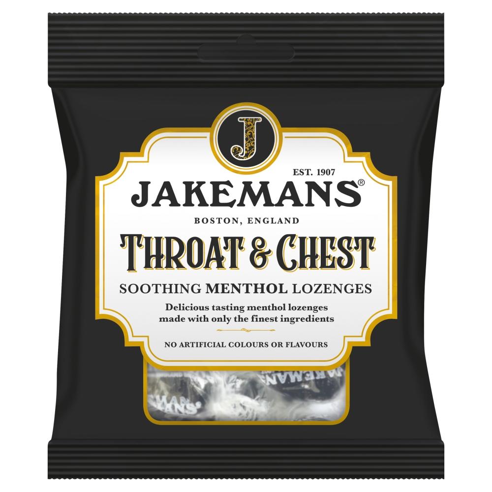 Jakemans Throat & Chest Soothing Menthol Lozenges 73g - 12 x 73g Bags