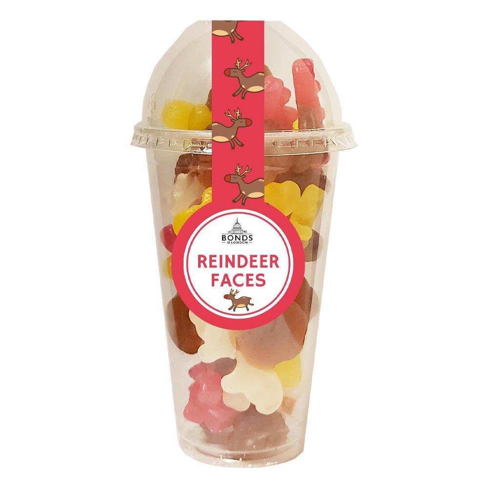Bonds Reindeer Faces Candy Cup 215g - 8 x 215g Cups