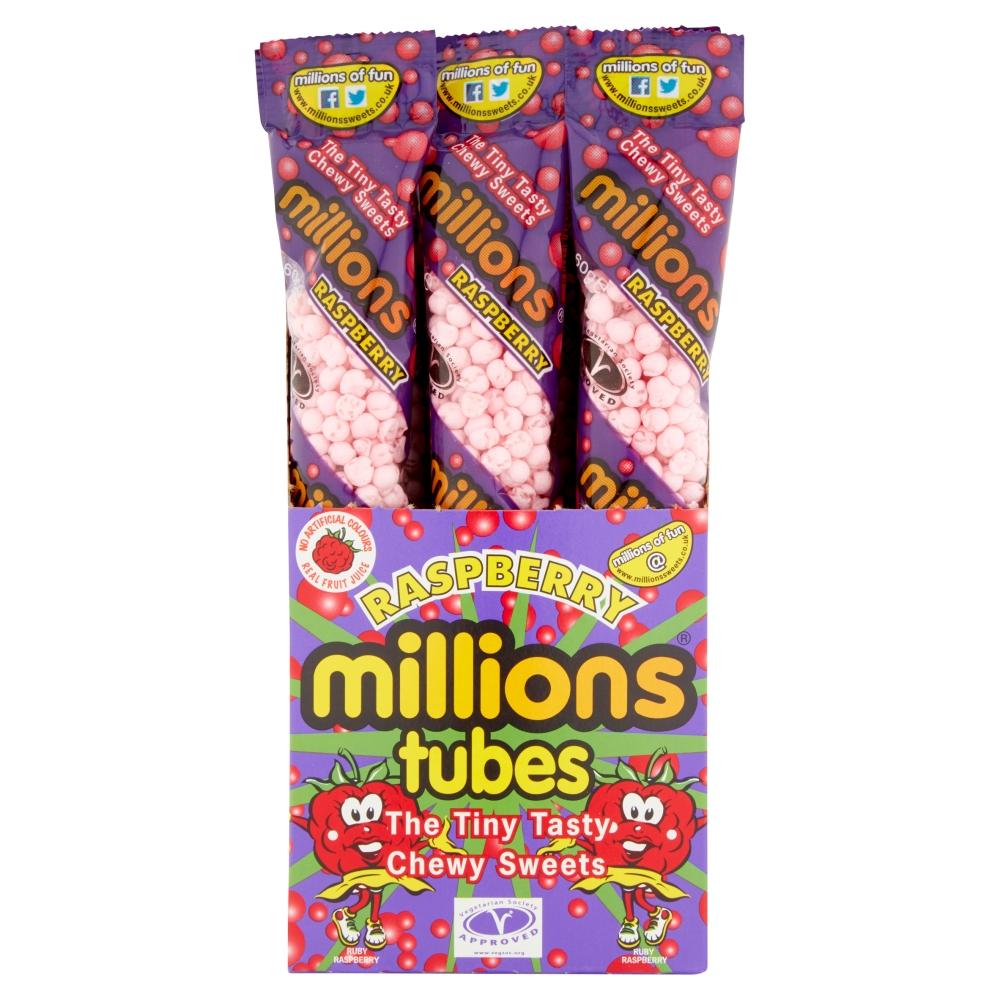 Millions Raspberry Tubes 55g - 12 x 55g Tubes
