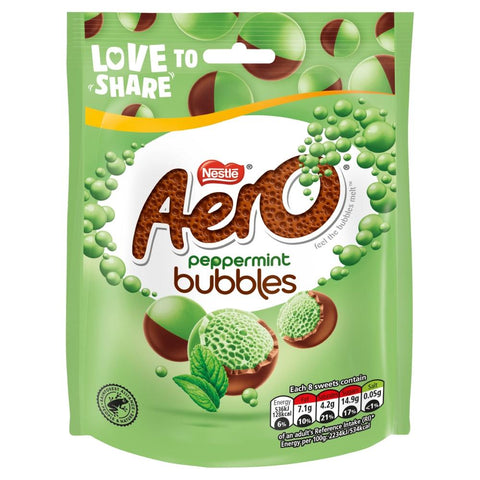 Aero Bubbles Peppermint Milk Chocolate Sharing Bag 92g - 8 x 92g Bags