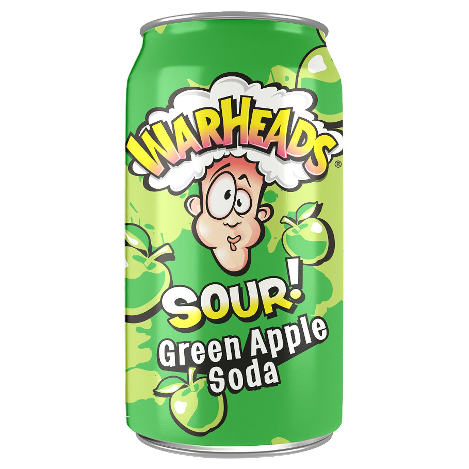Warheads Sour Green Apple Soda Cans 355ml - 12 x 355ml Cans