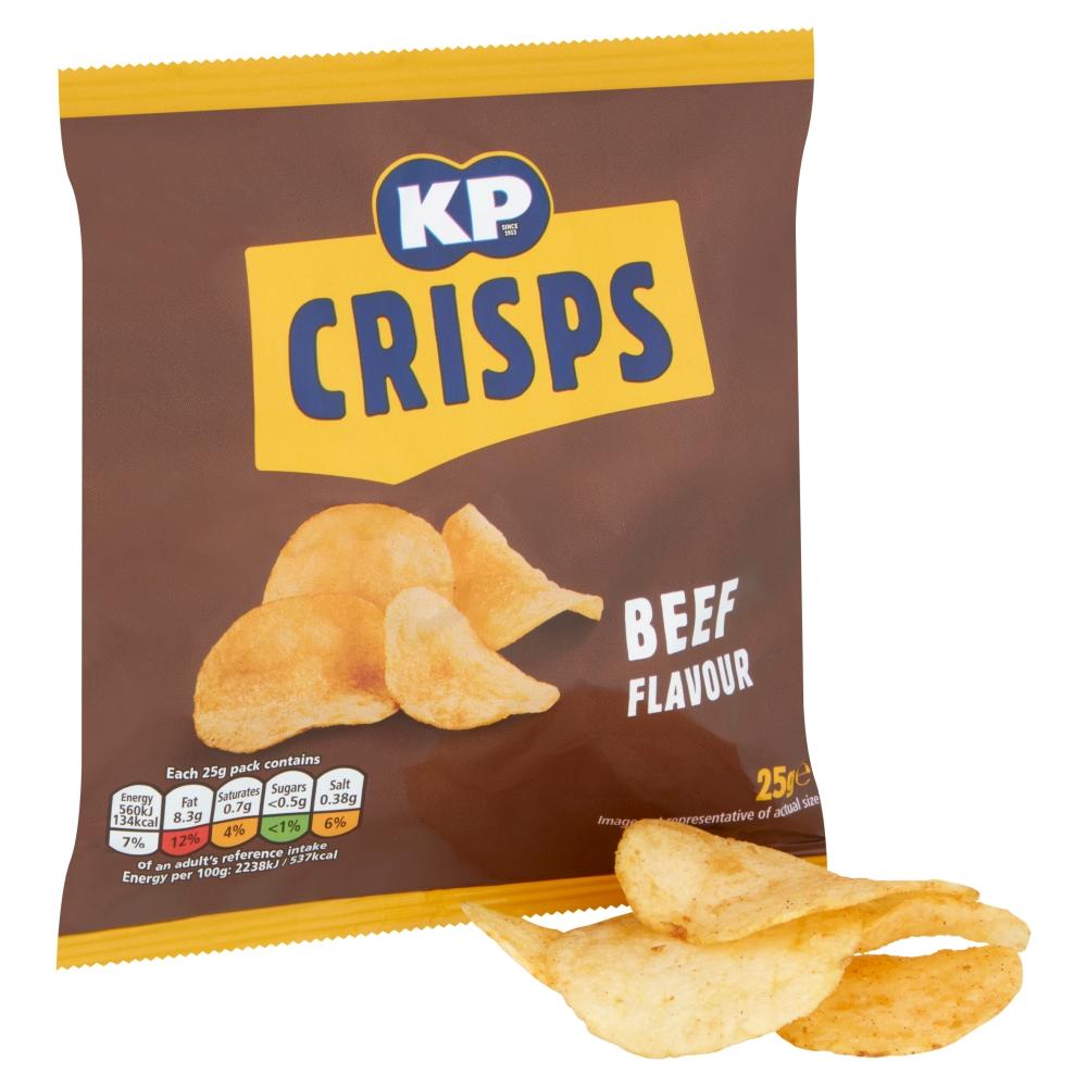 KP Beef Flavour Crisps 25g - 48 x 25g Bags