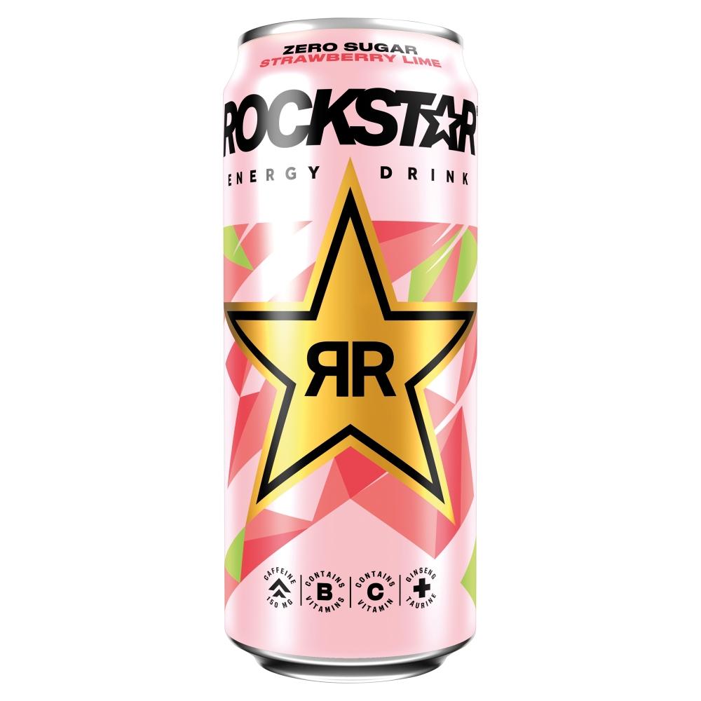 Rockstar Energy Drink Refresh Strawberry & Lime Can 500ml - 12 x 500ml Cans