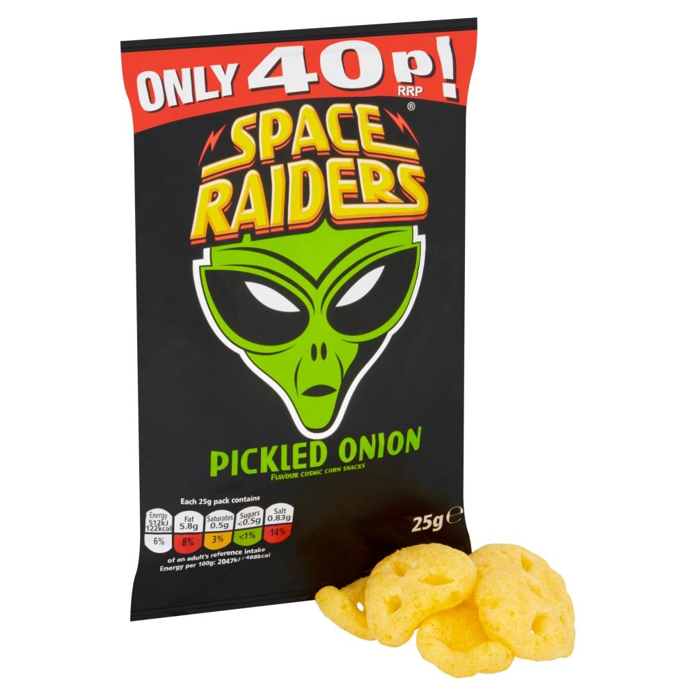 Space Raiders Pickled Onion Crisps 25g 40p PMP - 36 x 25g Bags