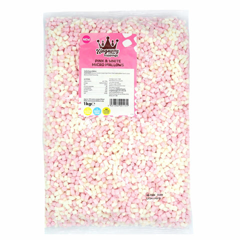 Kingsway Toppings Pink & White Micro Mallows Bag 1kg