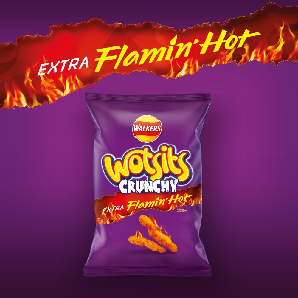 Wotsits Crunchy Extra Flamin' Hot Sharing Bag Crisps 60g £1.25 PMP - 15 x 60g Bags