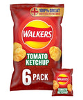 Walkers Tomato Ketchup Crisps 6 Pack - 18 x (6 x 25g)