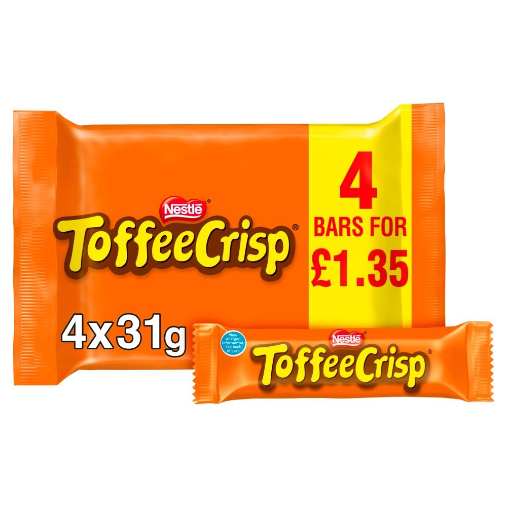 Toffee Crisp Chocolate Bar 4 Pack Multipack 124g PMP £1.35 - 14 x (4 x 31g)