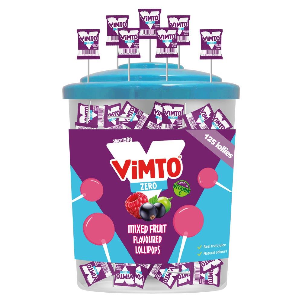 Vimto Zero Mix Fruit Flavoured Lollipops Jar - 125 x 8.3g Lollipops