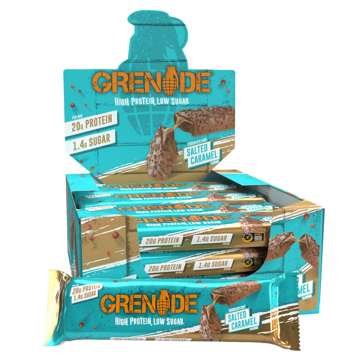 Grenade Chocolate Chip Salted Caramel Flavour Protein Bar 60g - 12 x 60g Bars