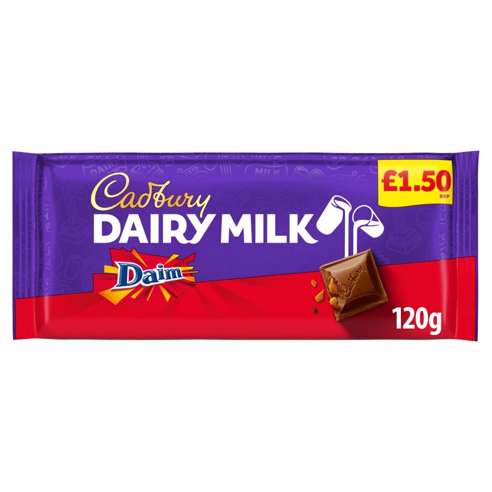Cadbury Dairy Milk Daim Chocolate Bar 120g £1.50 PMP - 18 x 120g Bars