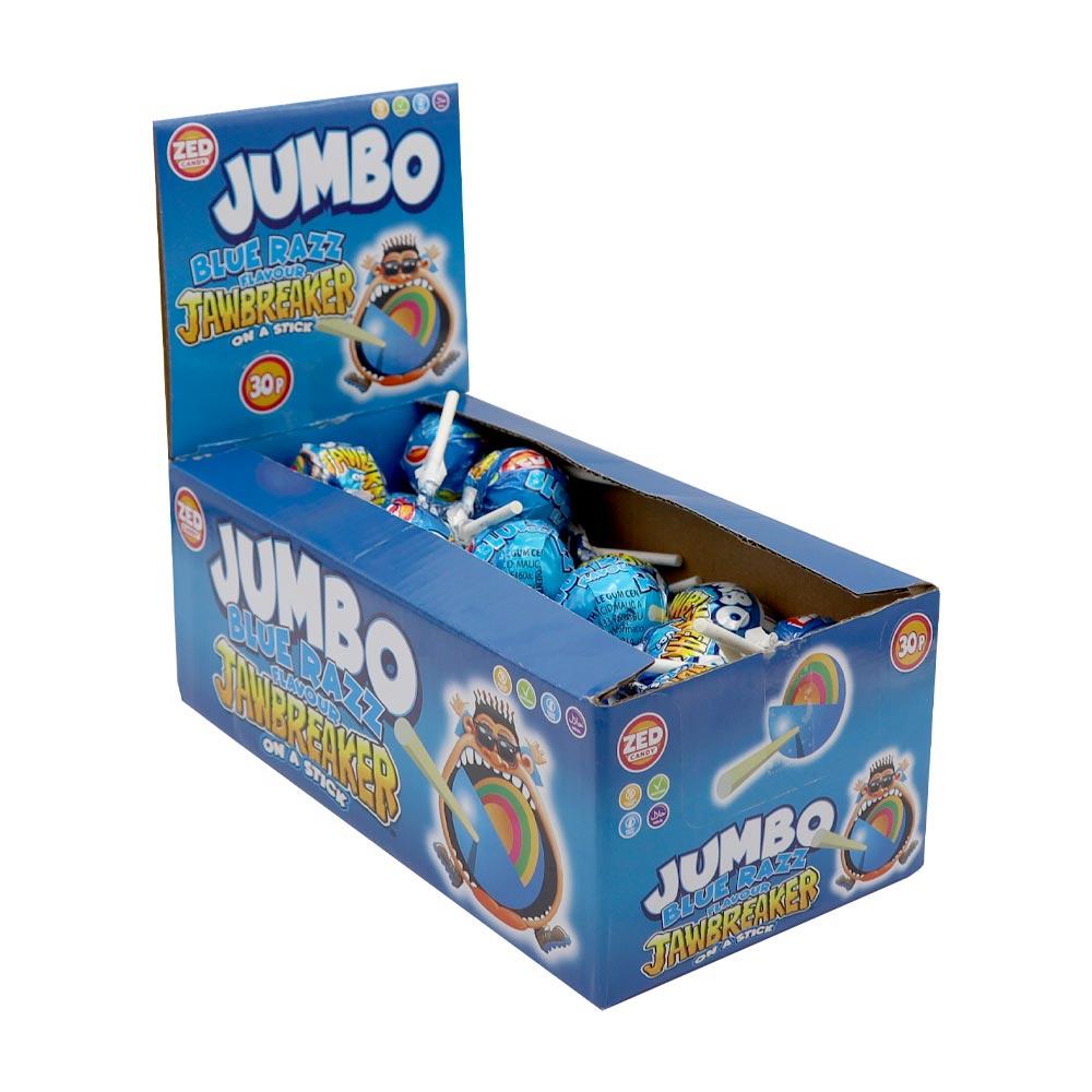 Zed Blue Razz Jumbo Jawbreaker Pop 33g 30p PMP - 40 x 33g Lollipops