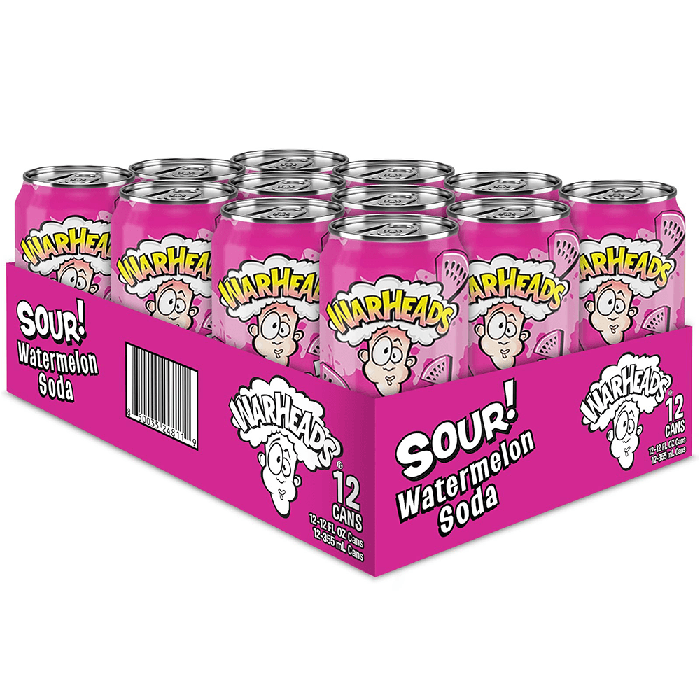 Warheads Sour Watermelon Soda Cans 355ml - 12 x 355ml Cans