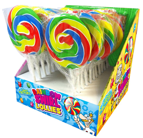 Crazy Candy Factory Rainbow Swirl Lollipops 55g - 24 x 55g Lollipops