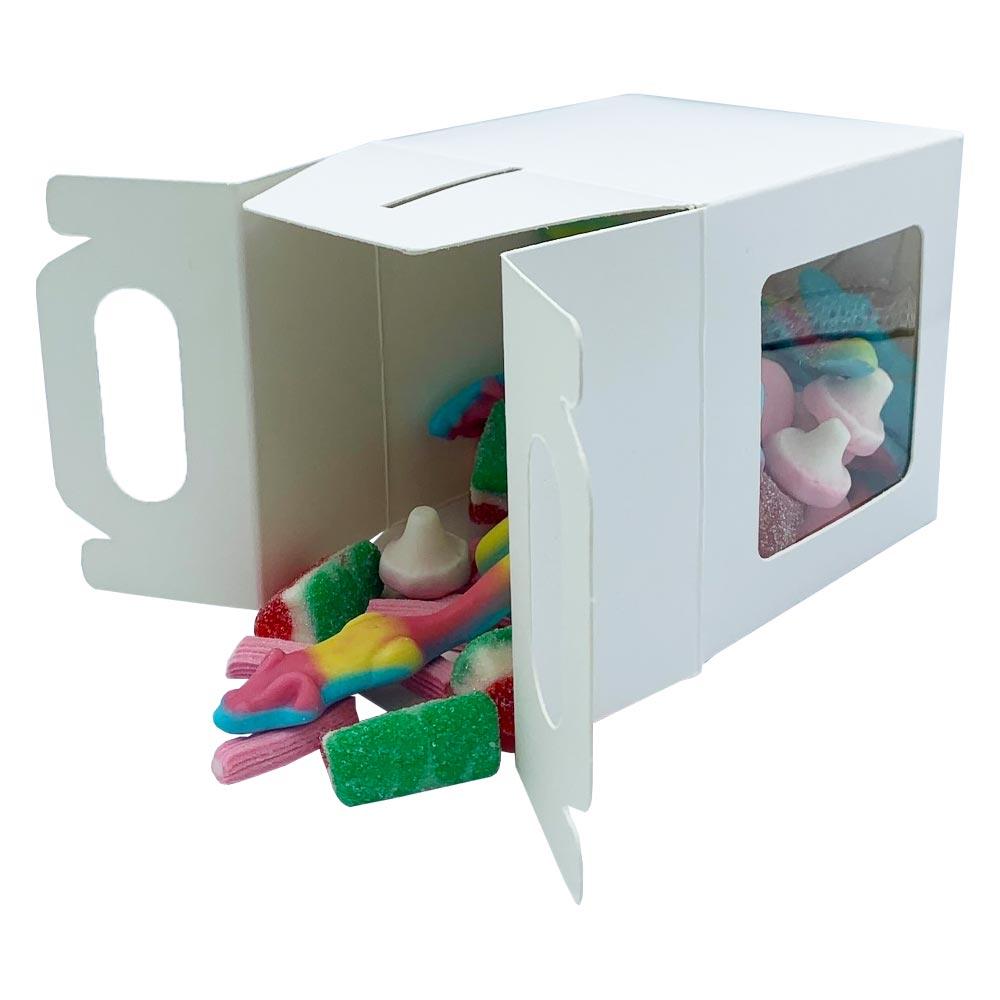 Accessories White Handled Sweet Gift Box With Window 10 x 10cm - 25 Boxes