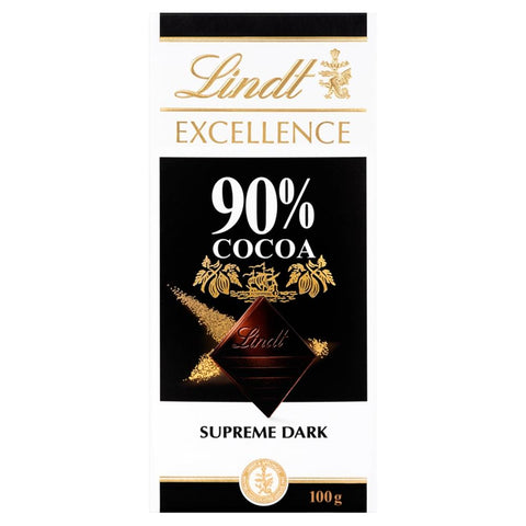 Lindt Excellence Intense Dark 90% Cocoa Chocolate Bar 100g - 20 x 100g Bars