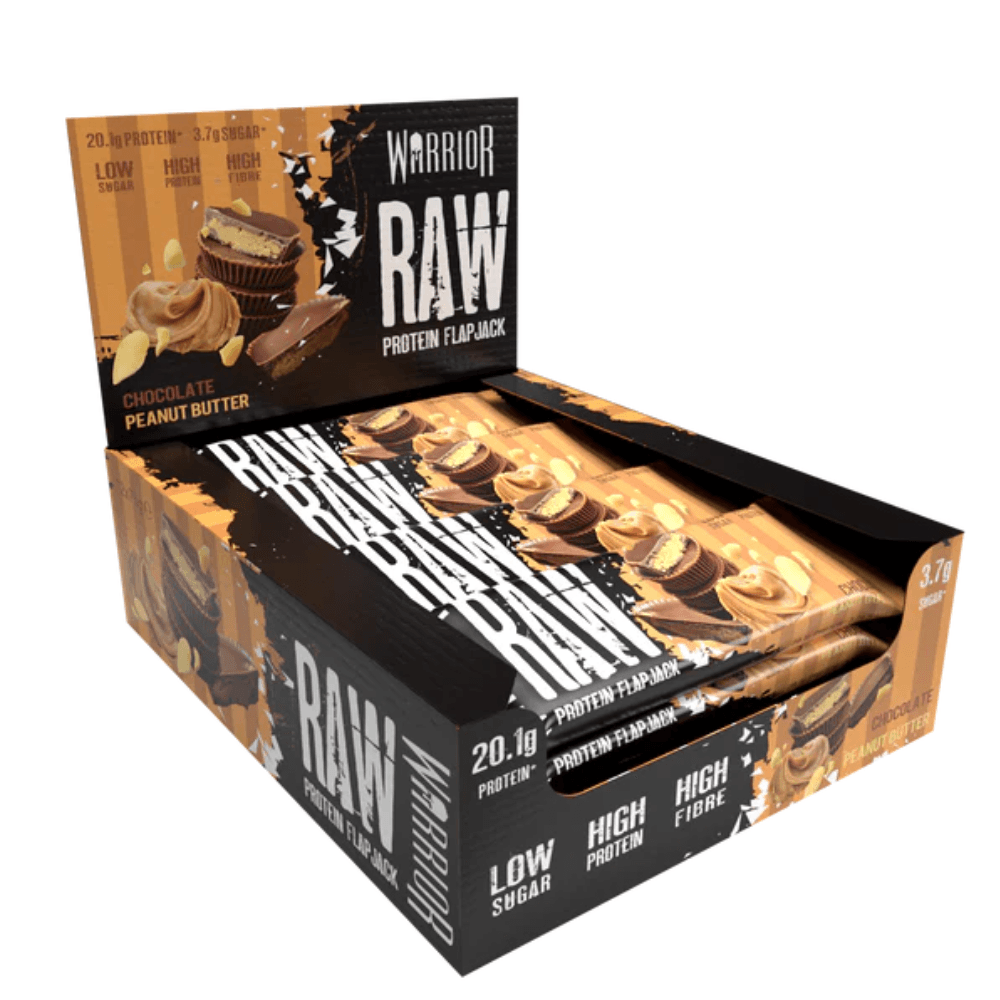 Warrior Raw Chocolate Peanut Butter Protein Flapjack Bar 75g - 12 x 75g Bars