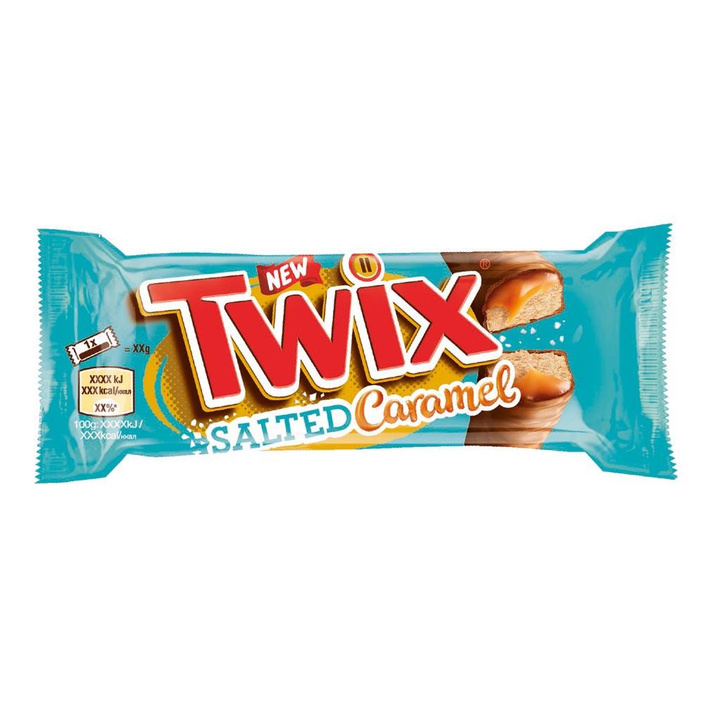 Twix Salted Caramel & Milk Chocolate Fingers Biscuit Snack Bar 46g - 30 x 46g Bars