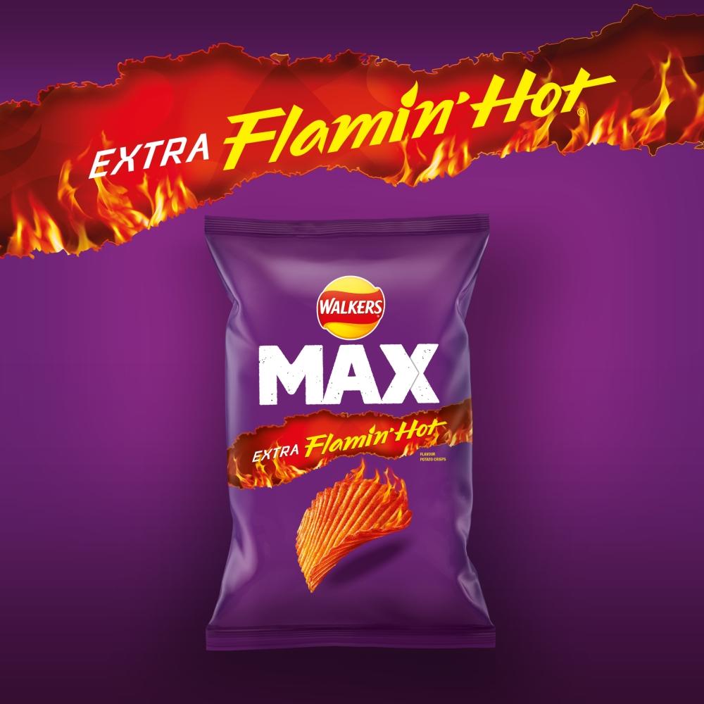 Walkers Max Extra Flamin' Hot Sharing Bag Crisps 70g £1.25 PMP - 15 x 70g Bags